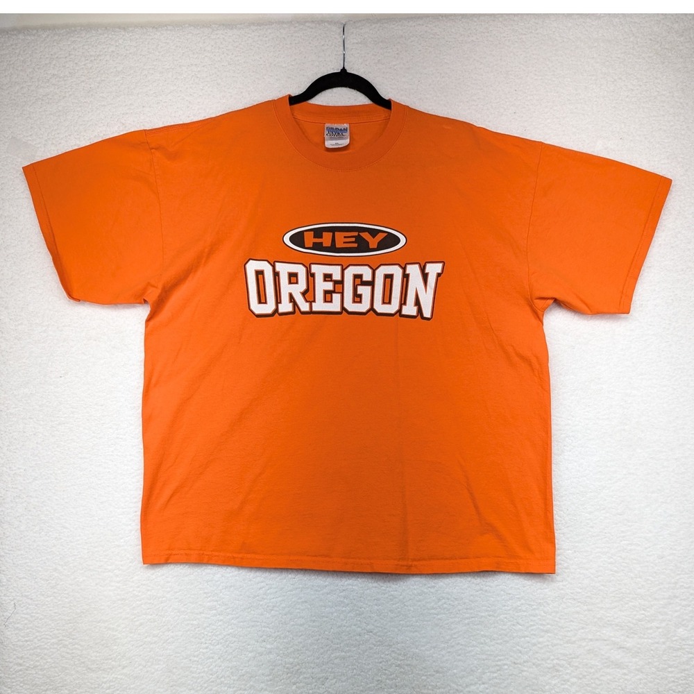 Hey Oregon Graphic T-Shirt Gildan Ultra Cotton Orange‎ XXL Funny Up Yours